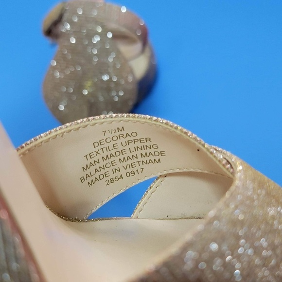 Nine West Sparkle Bling Ankle Strap Decorao Criss Cross Peep Toe Heels - Picture 7 of 7